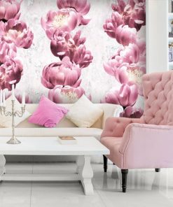 salon z kwiatami różowymi
