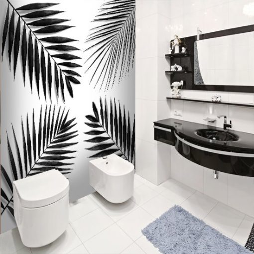 tapeta z liśćmi palmy do łazienki