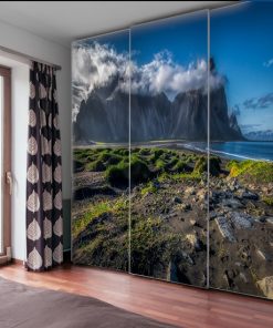 tapeta z górą i plażą na Islandii