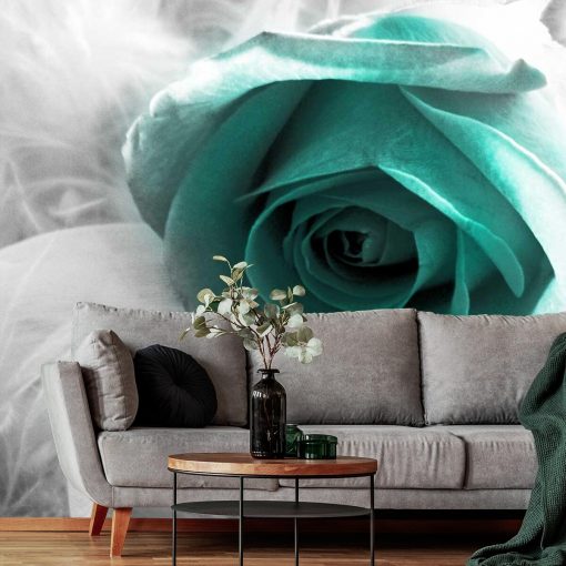 Fototapeta z turkusową różą