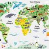 Kolorowa mapa świata w postaci fototapety