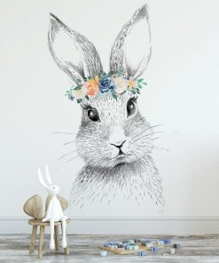 Fototapeta z króliczkiem w wianku kwiatowym
