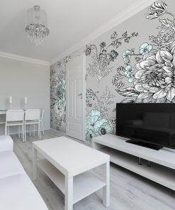 Tapeta w kwiaty do dekoracji salonu