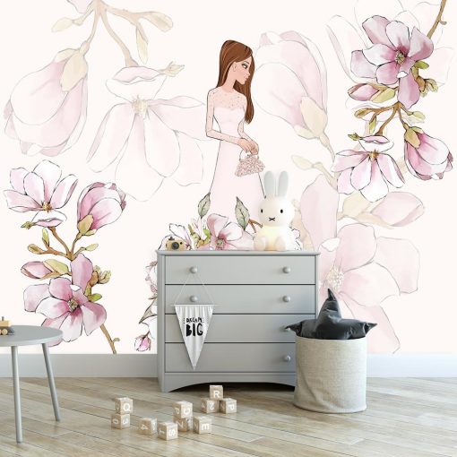 Fototapeta magnolia i lalka