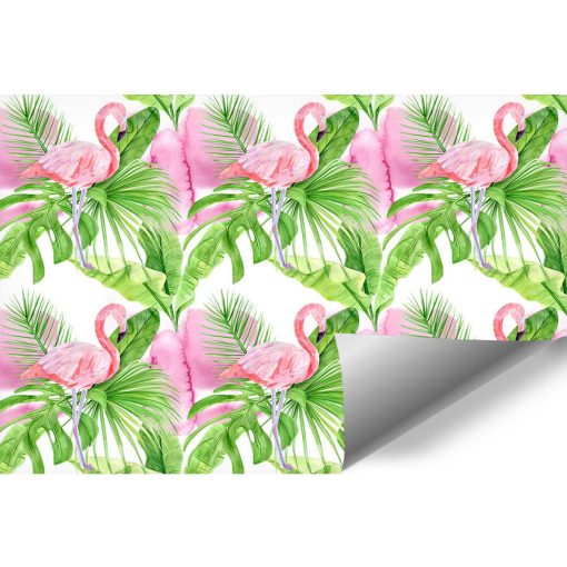 Tapeta z flamingami na tle tropikalnych liści