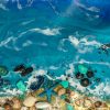 Fototapeta z malarstwem żywicznym motyw morza muszelek