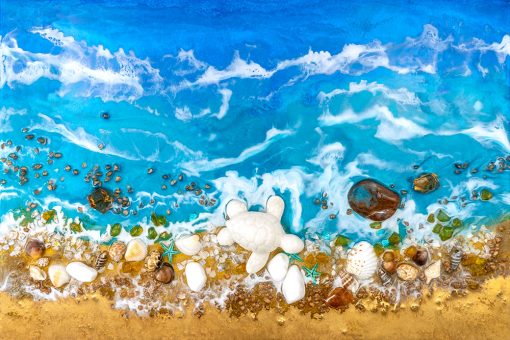 fototapeta kompozycja malarska żywicą resin sea morze