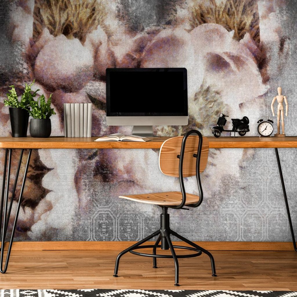 Botaniczna tapeta z kwiatami do biura