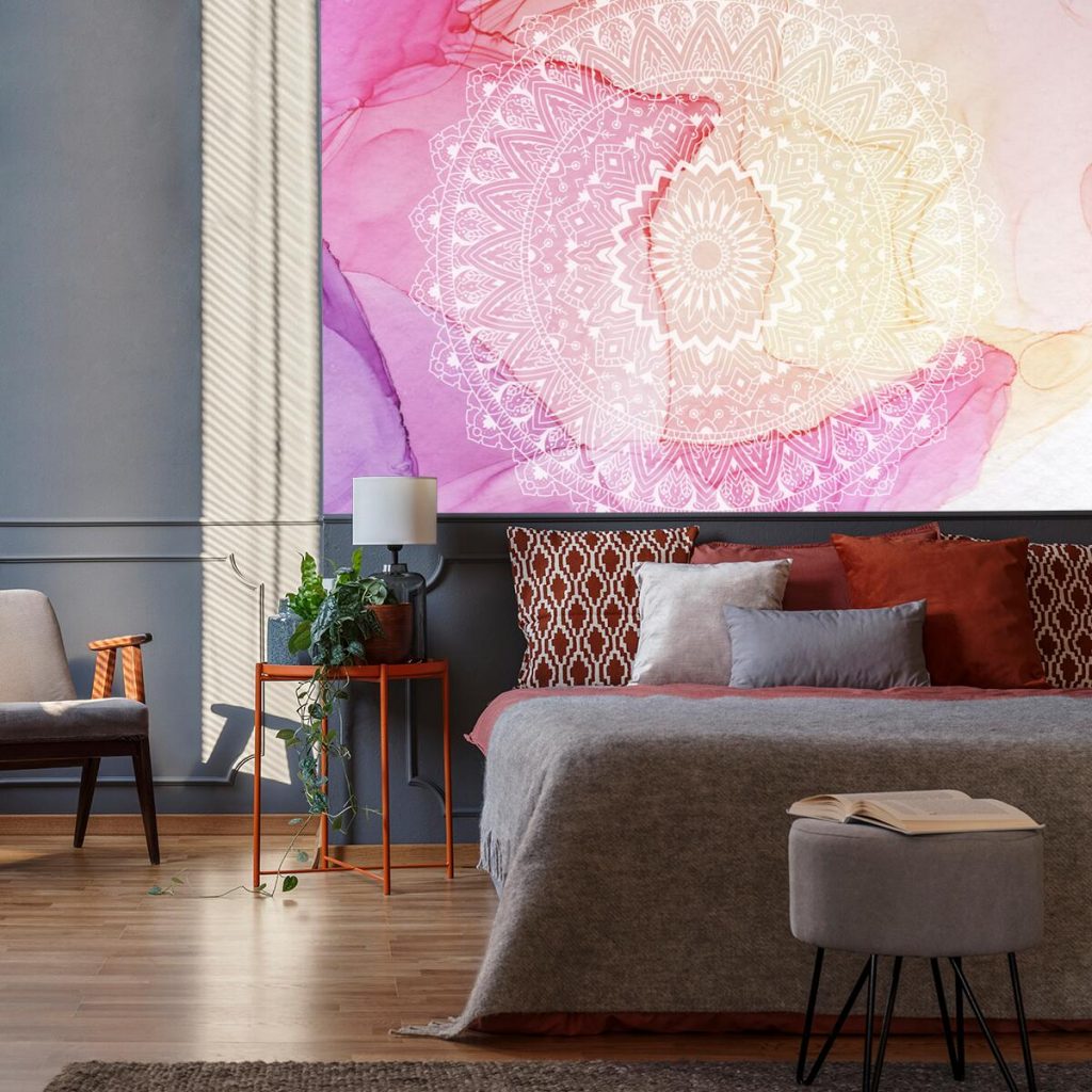 Tapeta z mandalą do sypialni