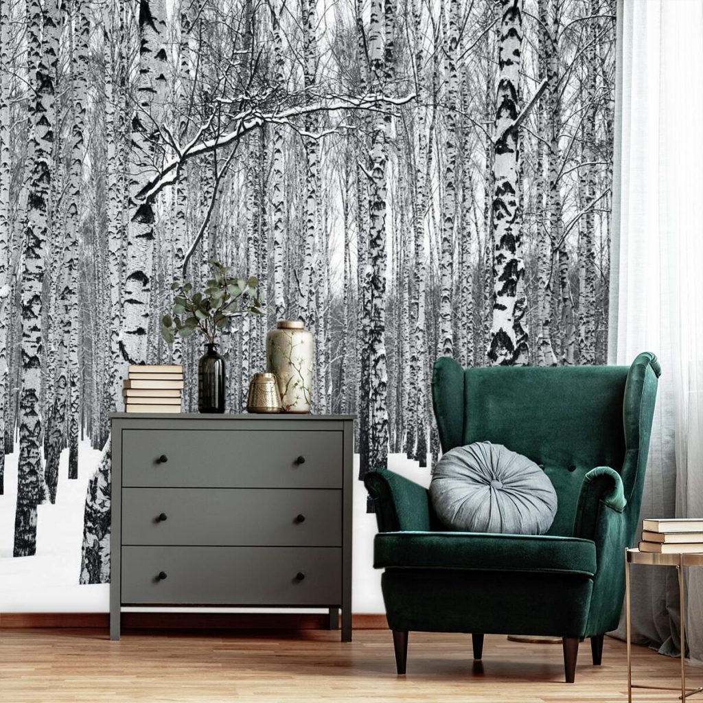 Tapeta z brzozowym laskiem