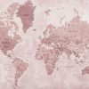 Tapeta z różowa mapą świata