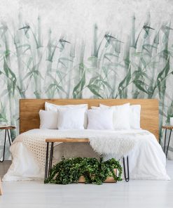 Artystyczna fototapeta w bambusy do sypialni