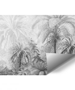 Czarno-biała fototapeta przedstawiająca roślinność do jadalni