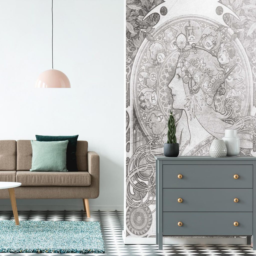 Czarno-biała fototapeta - Zodiak do salonu