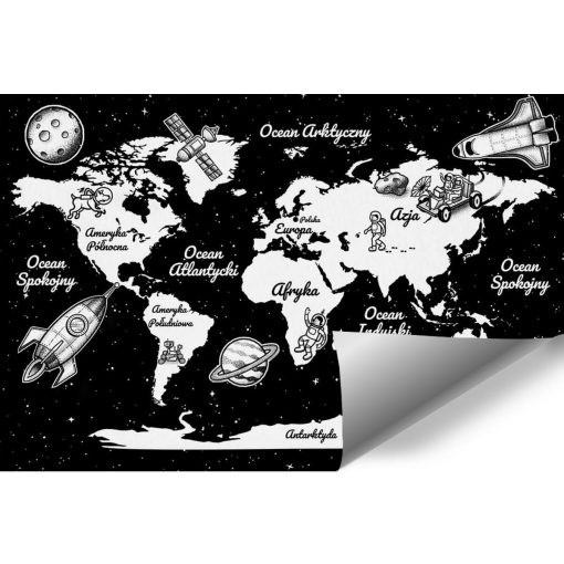 Tapeta z astronautami i mapą świata