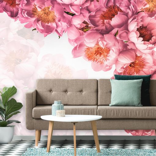 Foto-tapeta z różowymi kwiatuszkami - peonie