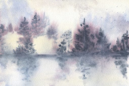 Fototapeta pastelowy krajobraz nad wodą