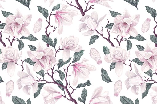 Fototapeta z kwiatami magnolii w różowym kolorze