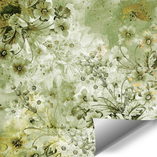 Zielona tapeta z kwiatuszkami