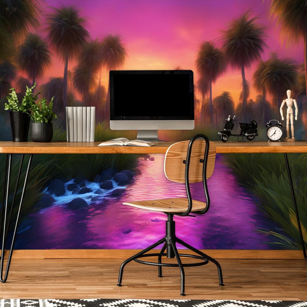 fototapeta zachód słońca w dżungli